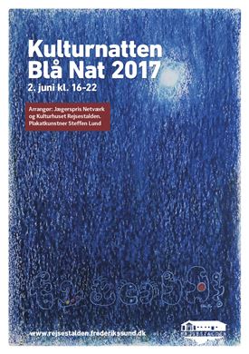 Blå Nat plakat 2017, Blå nattehimmel med måne, tegnet af Steffen Lund